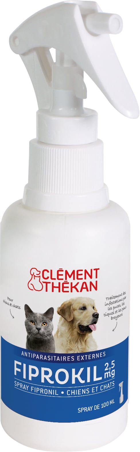 Clément Thékan Spray Anti-Puces Anti-Tiques Chien Chat - 3 contenances disponibles