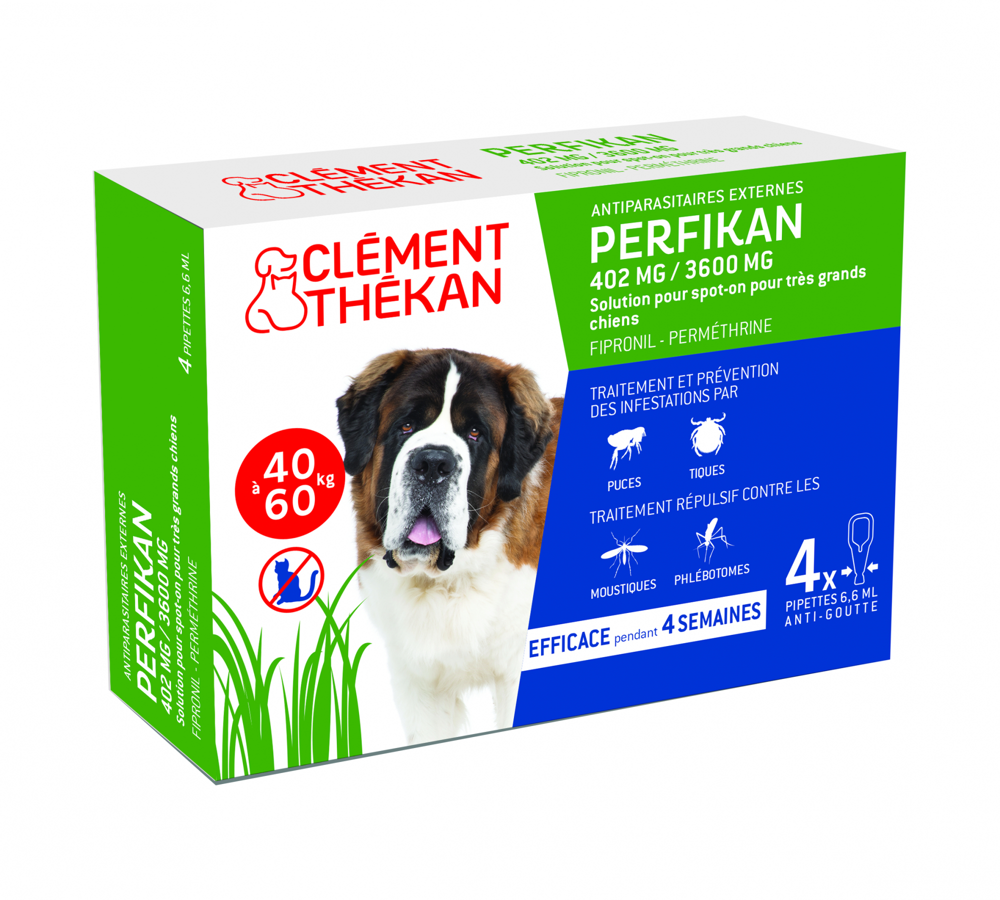 Clément Thékan Perfikan Pipetas anti-pulgas e carraças para cães