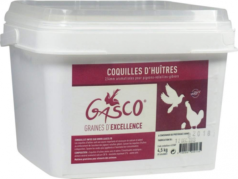 Conchas de ostras aromatizadas para palomas y aves de corral - Cubo 4,5kg
