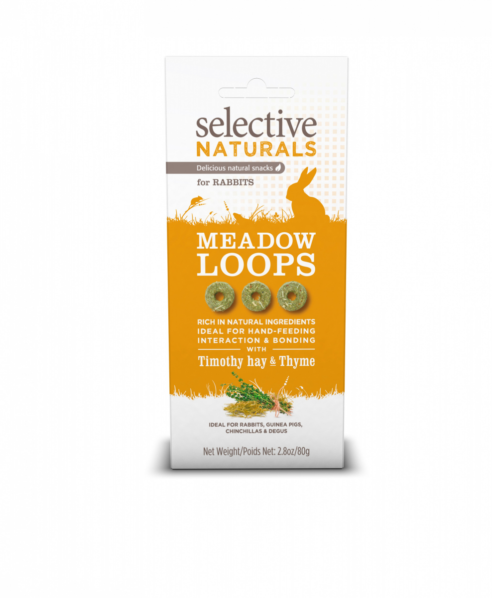 Selective Naturals Meadow Loops Heno de Timothy y tomillo Snacks para conejos