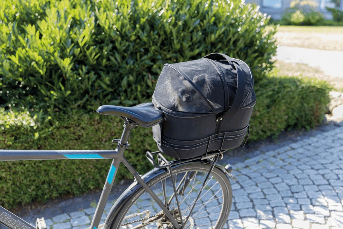 Panier vélo pour porte-bagages étroits . pour chien max 6 kg. Trixie