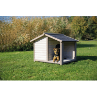 Caseta para perro con terraza Lodge Natura Color moderno Gris