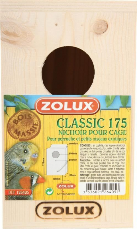 Caixa de nidificação Classic 175 para periquitos e pequenos pássaros exóticos