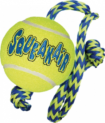 Jouet pour chien KONG Air Squeaker Tennis Ball avec corde