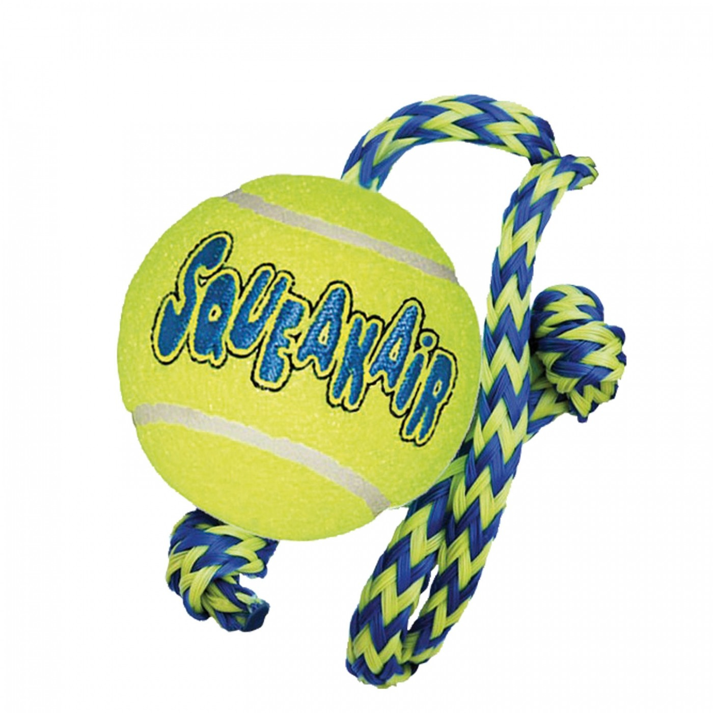 Giocattolo per cane KONG Air Squeaker Pallina da tennis con corda