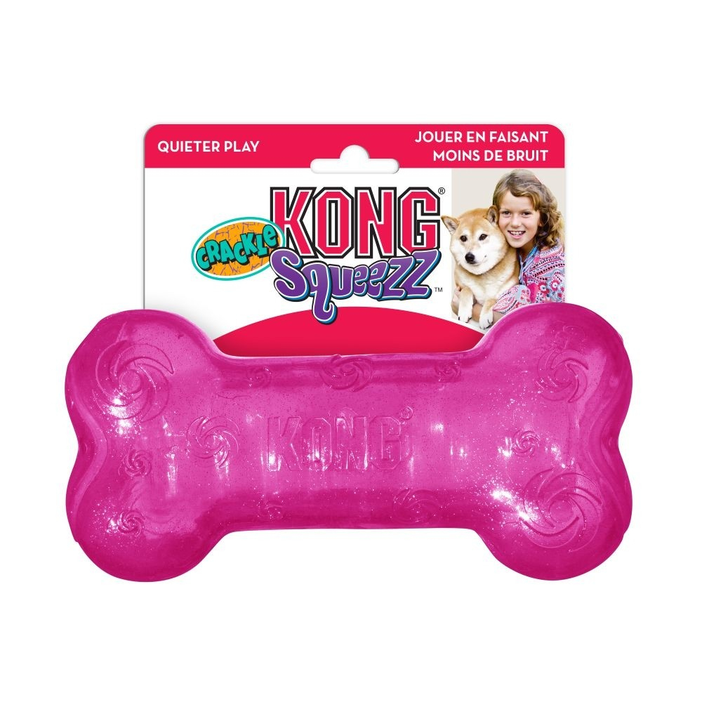 Brinquedo sonoro para cães KONG Squeezz® Crackle Bone