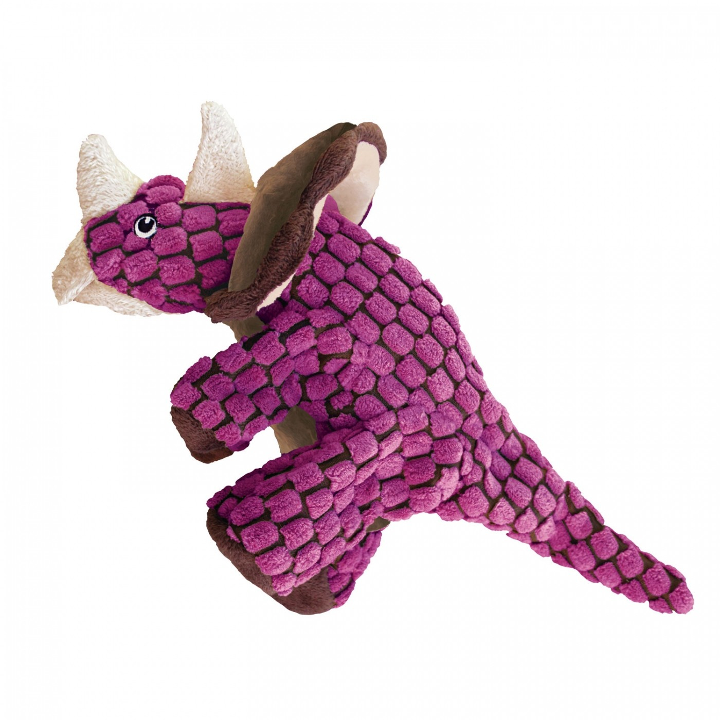 Pluche hondenspeelgoed KONG Dino Triceratops roze - 2 maten beschikbaar