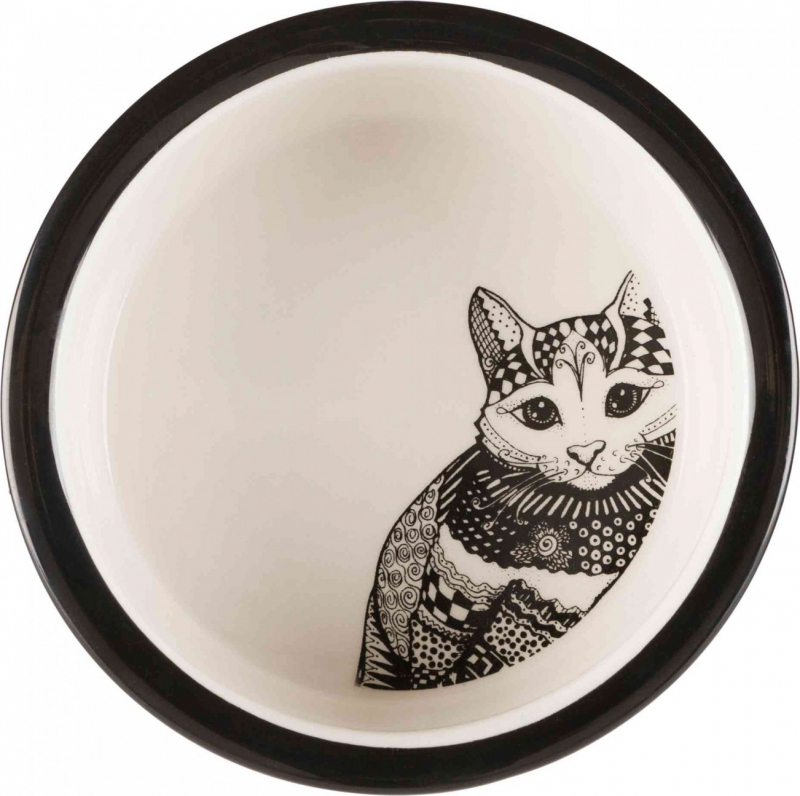 Comedouro de cerâmica para gato Zentangle