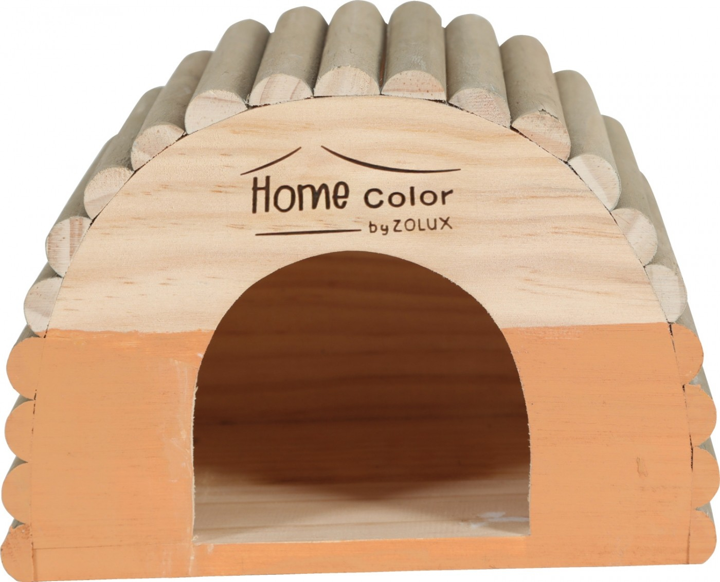 Casetta in legno per roditori tetto arrotondato tronco - Home color
