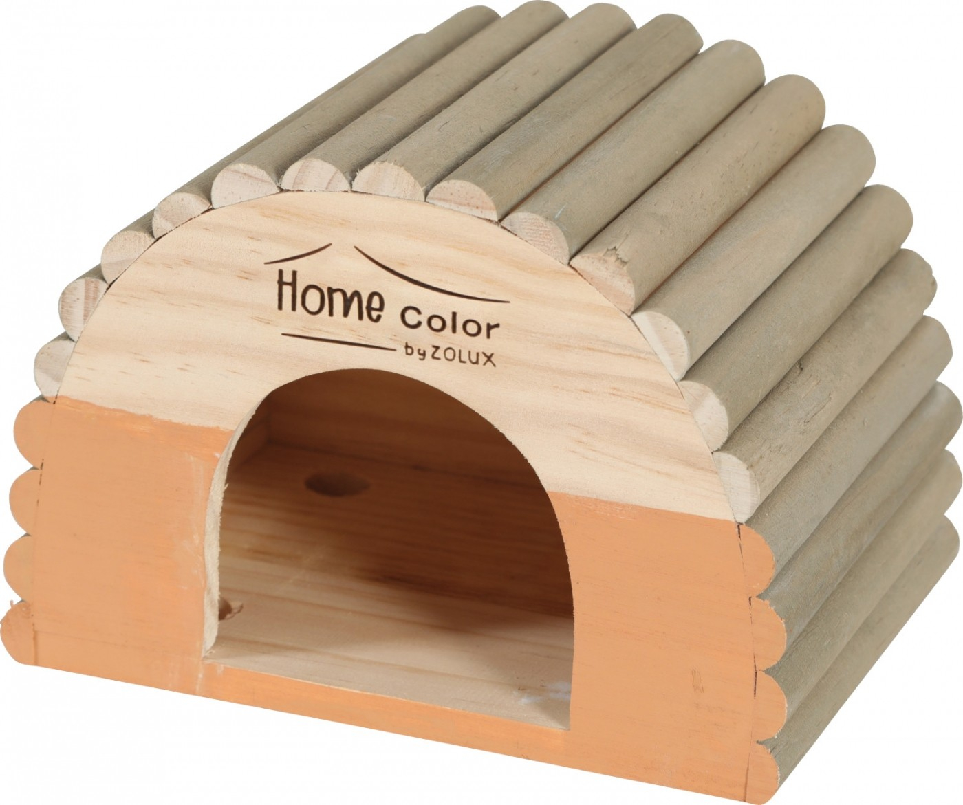 Kleines Holzhaus für Nagetiere abgerundetes Dach Stamm - Home color  