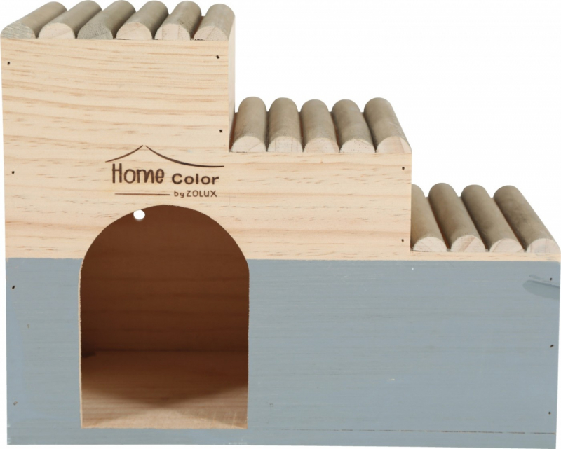 Maison en bois pour rongeur escalier rondin - Home color