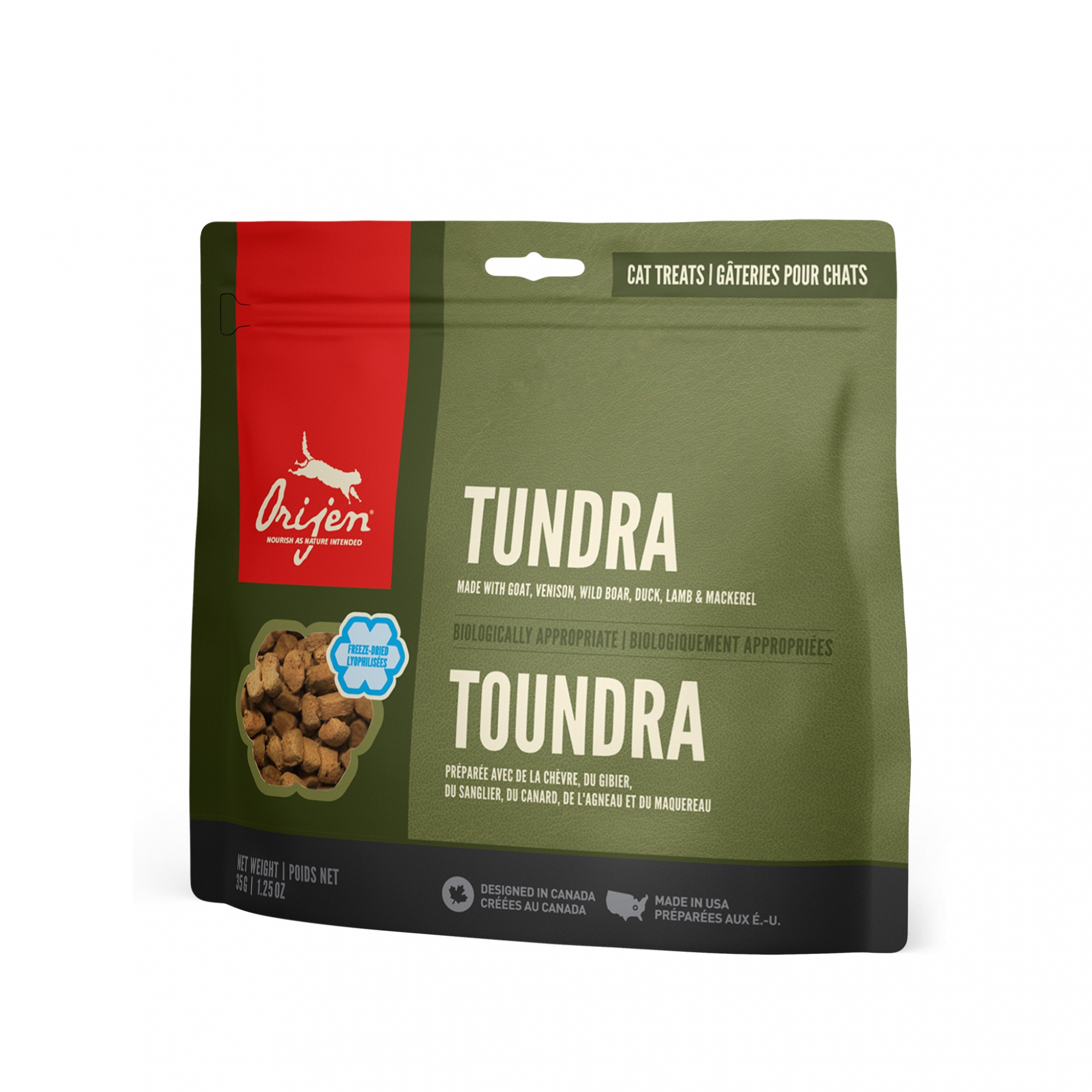 ORIJEN Tundra Snacks para gatos con 100% carne de caza fresca