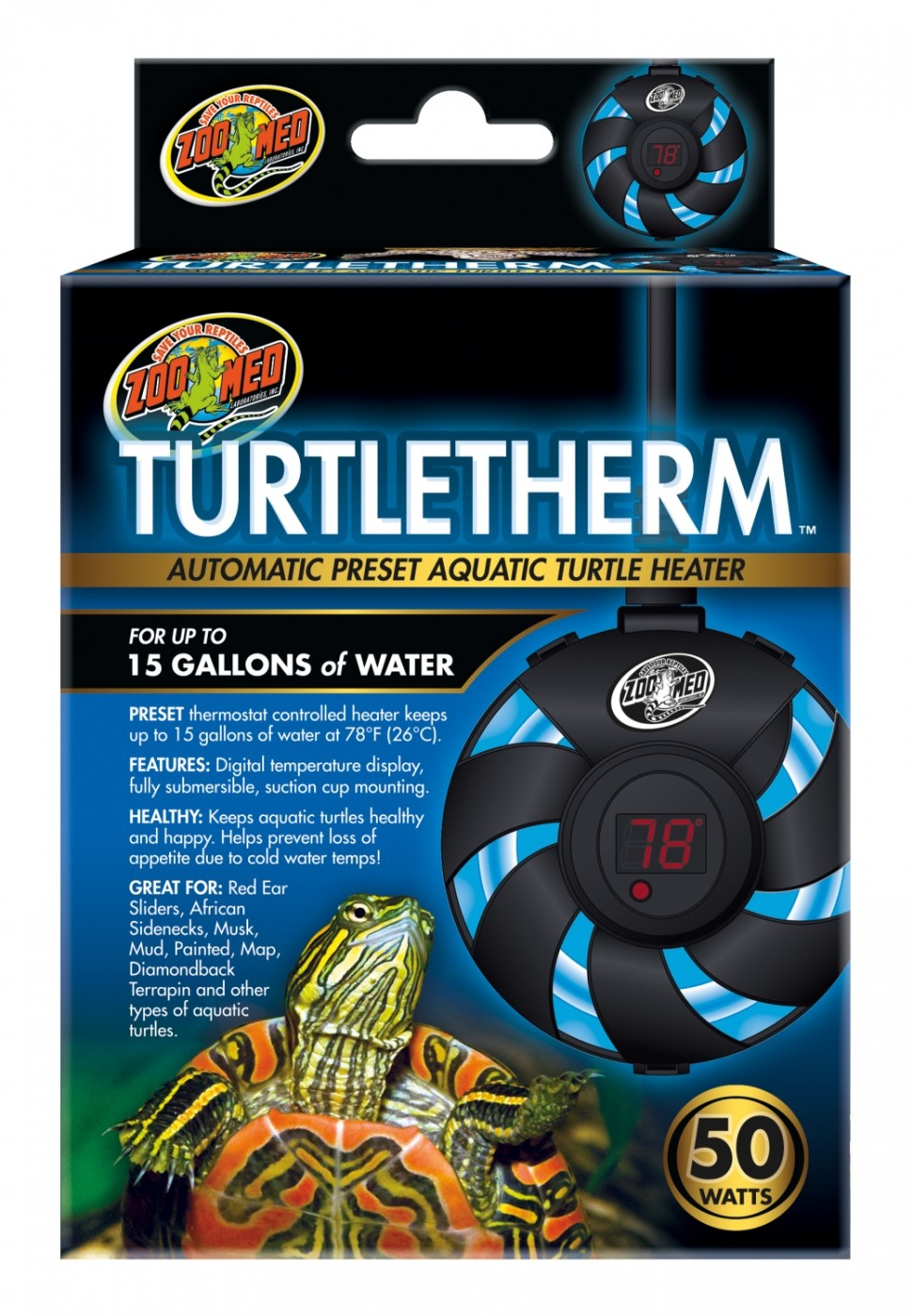 Zoomed Turtle Therm dompelverwarming voor waterschildpadden