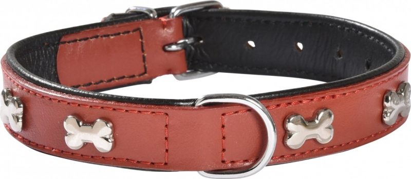 Extra weiches rotes Lederhalsband BOBBY