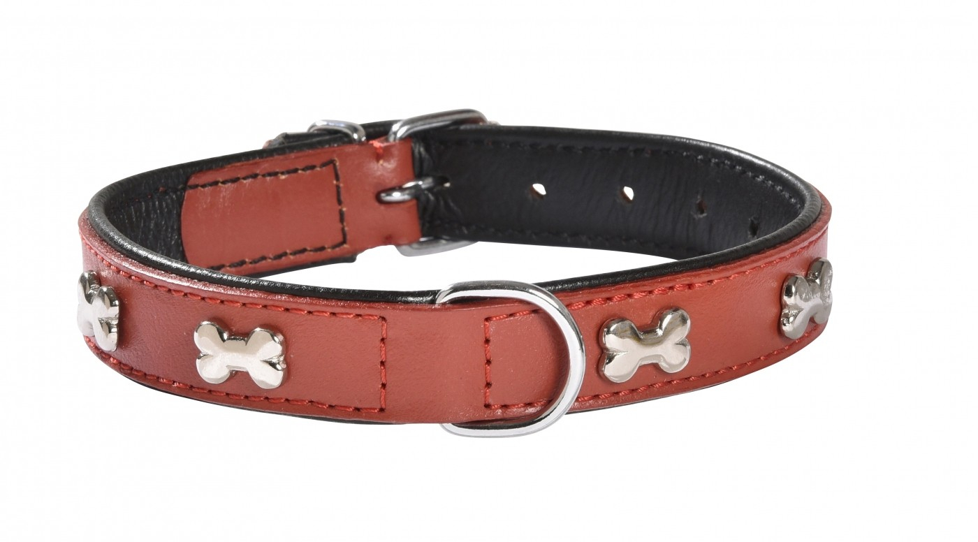 Extra weiches rotes Lederhalsband BOBBY