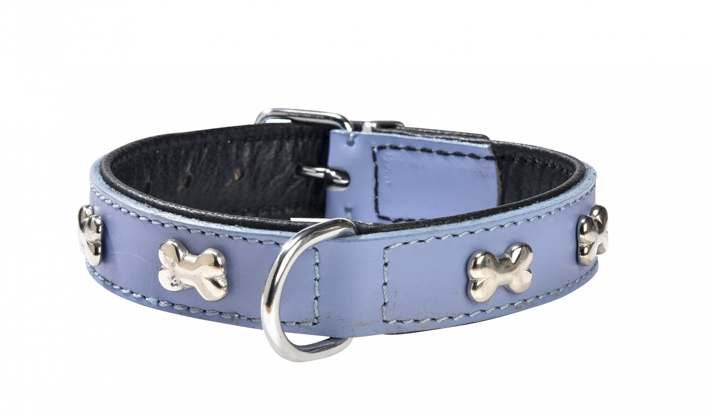 Extra weiches Hundehalsband aus Leder BOBBY Blau