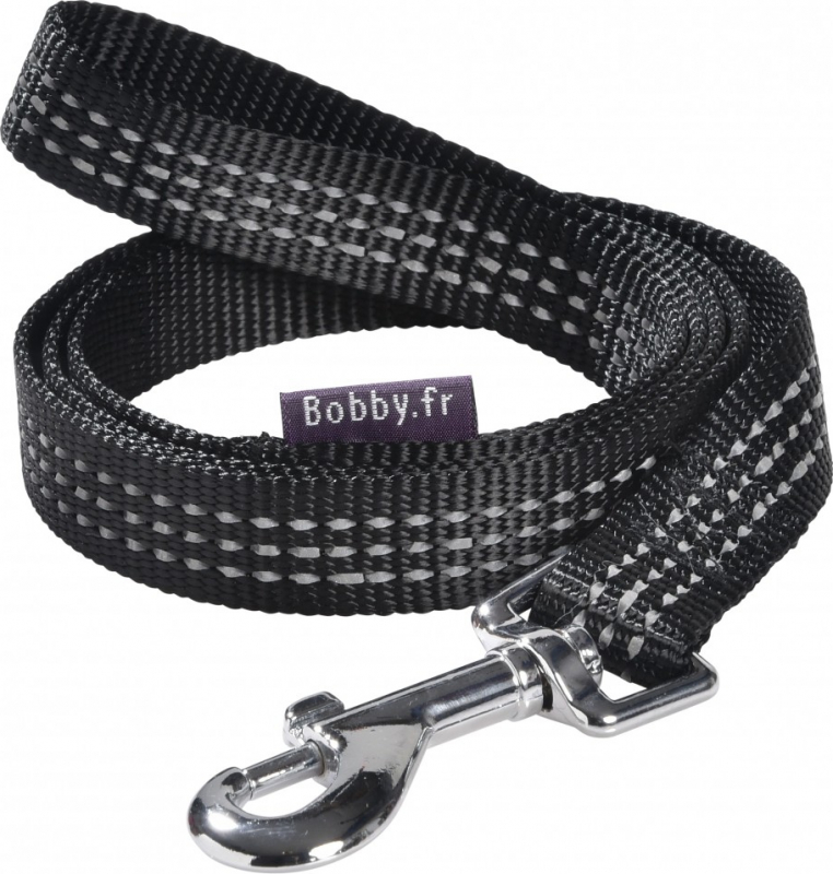 Laisse pour chien Safe BOBBY - 1M - En nylon à bandes réfléchissantes - Plusieurs coloris disponibles 