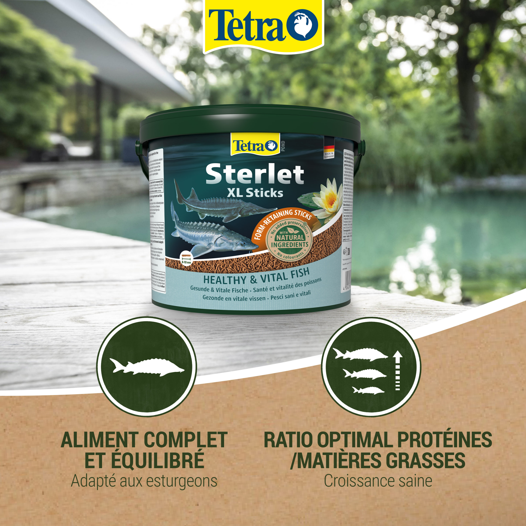 Tetra Pond Sterlet Sticks XL Alimento de imersão rápida para esturjões grandes