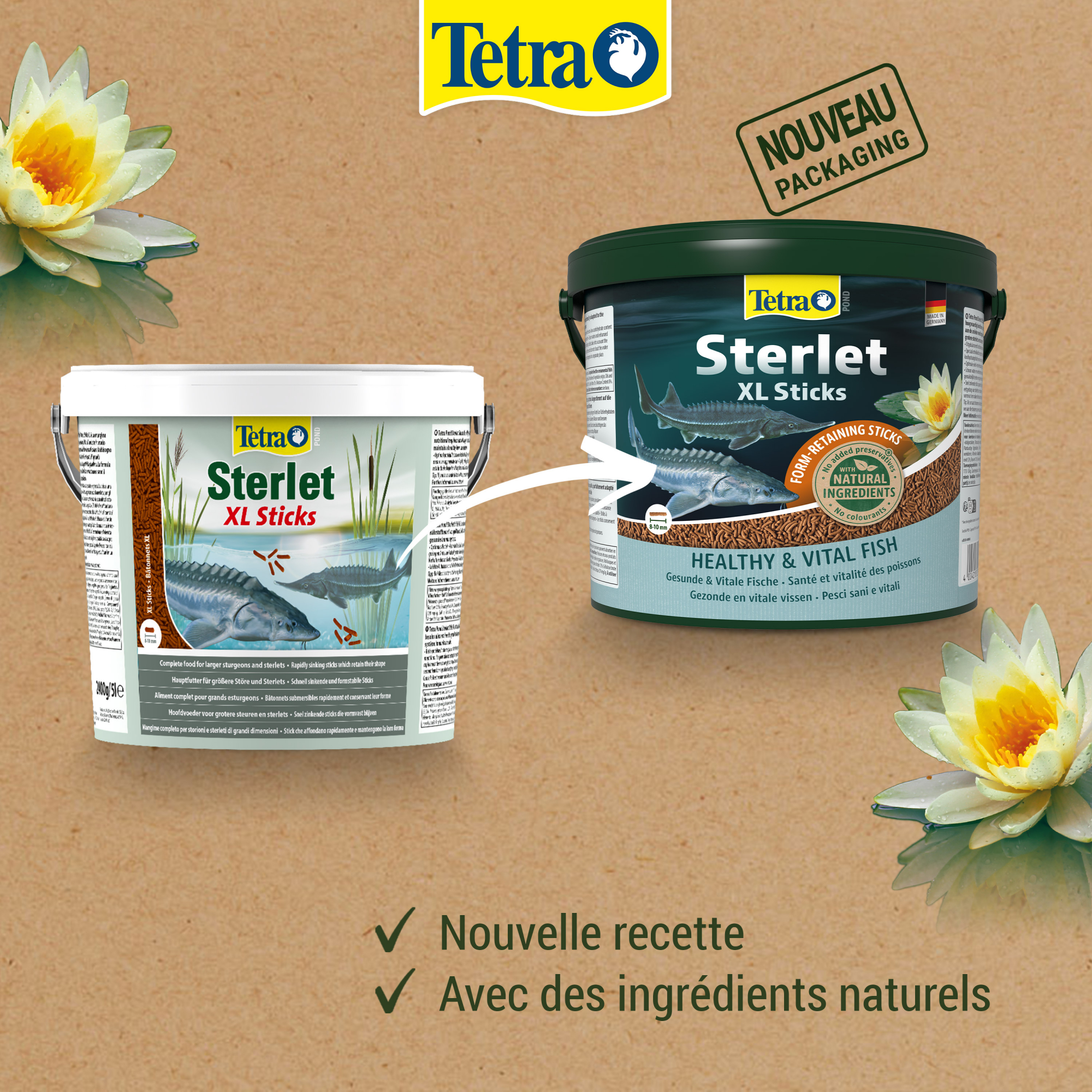 Tetra Pond Sterlet Sticks XL Alimento de imersão rápida para esturjões grandes