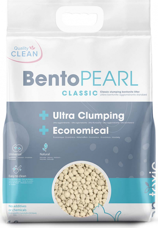 Litière minérale pour chat ultra agglomérante BentoPearl Classic 