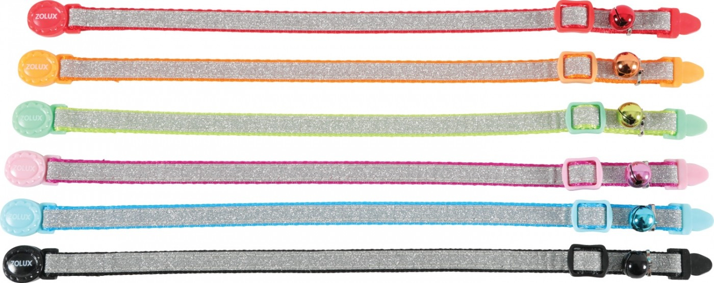 Collare in nylon regolabile per gatti Shiny - diversi colori