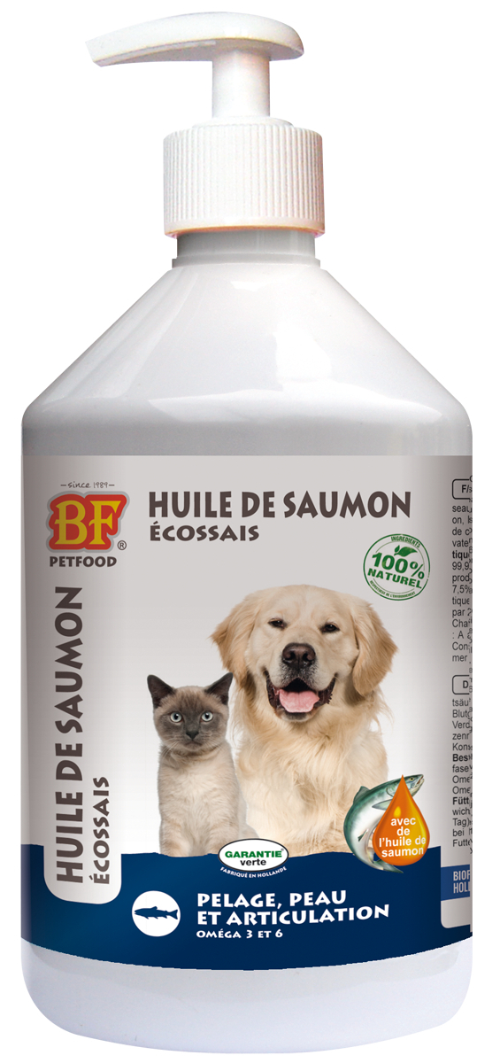 Biofood Petfood Huile De Saumon Chiens Flacon Pompe 500ml