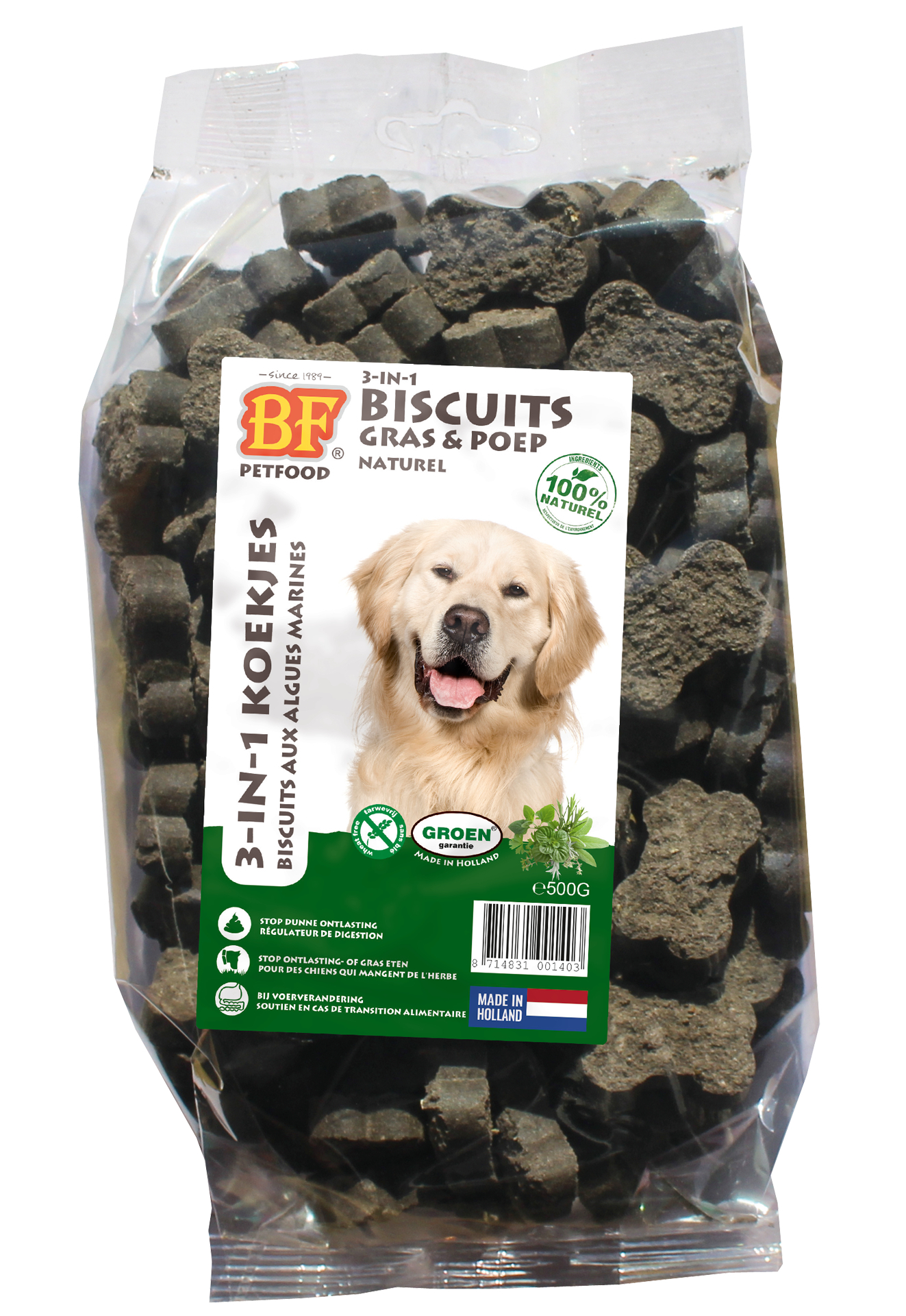 BF PETFOOD - BIOFOOD Biscoitos para cão 3 em 1 com algas Marinhas