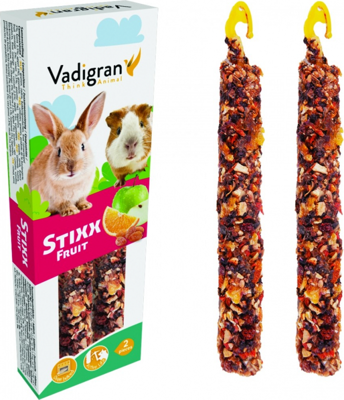 Baguettes à ronger Vadigran StiXX lapins et cochons d'indes aux Fruits 115gr