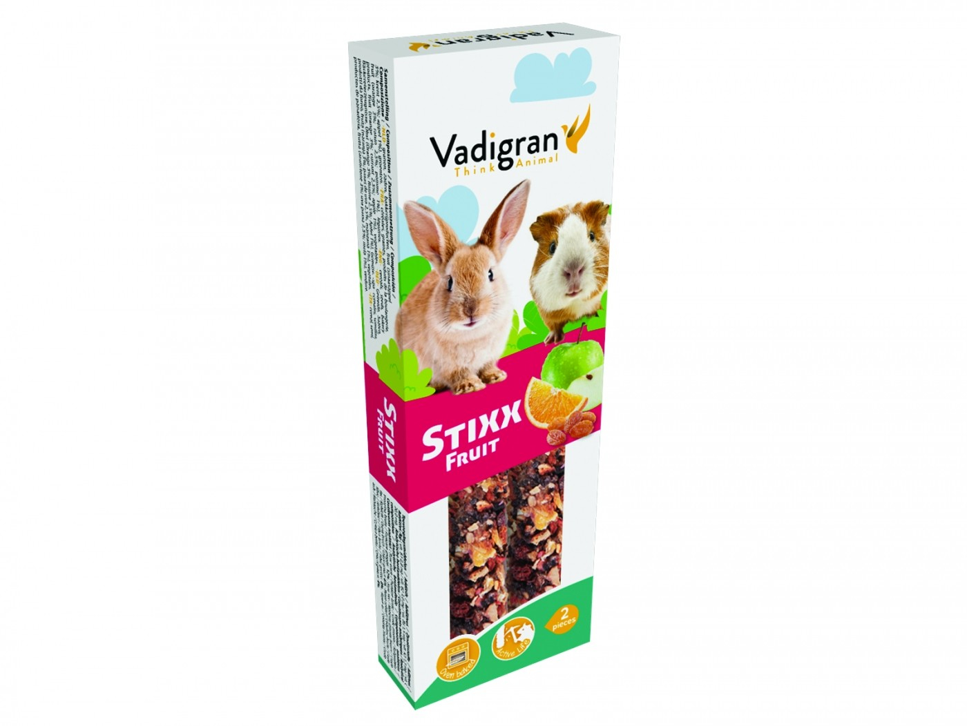 Baguettes à ronger Vadigran StiXX lapins et cochons d'indes aux Fruits 115gr