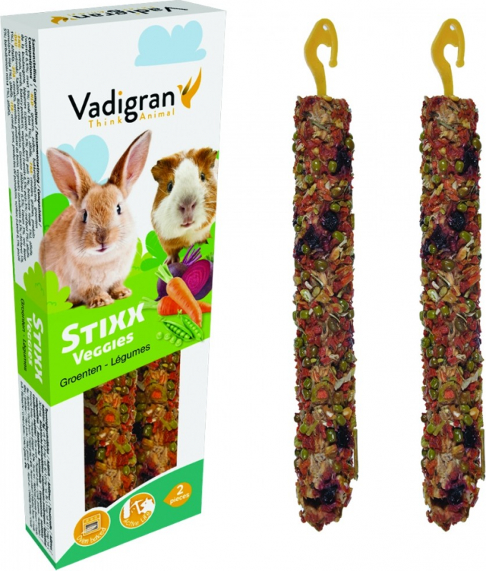 Barras para roedores Vadigran StiXX coelhos e porquinhos-da-india com legumes 115g
