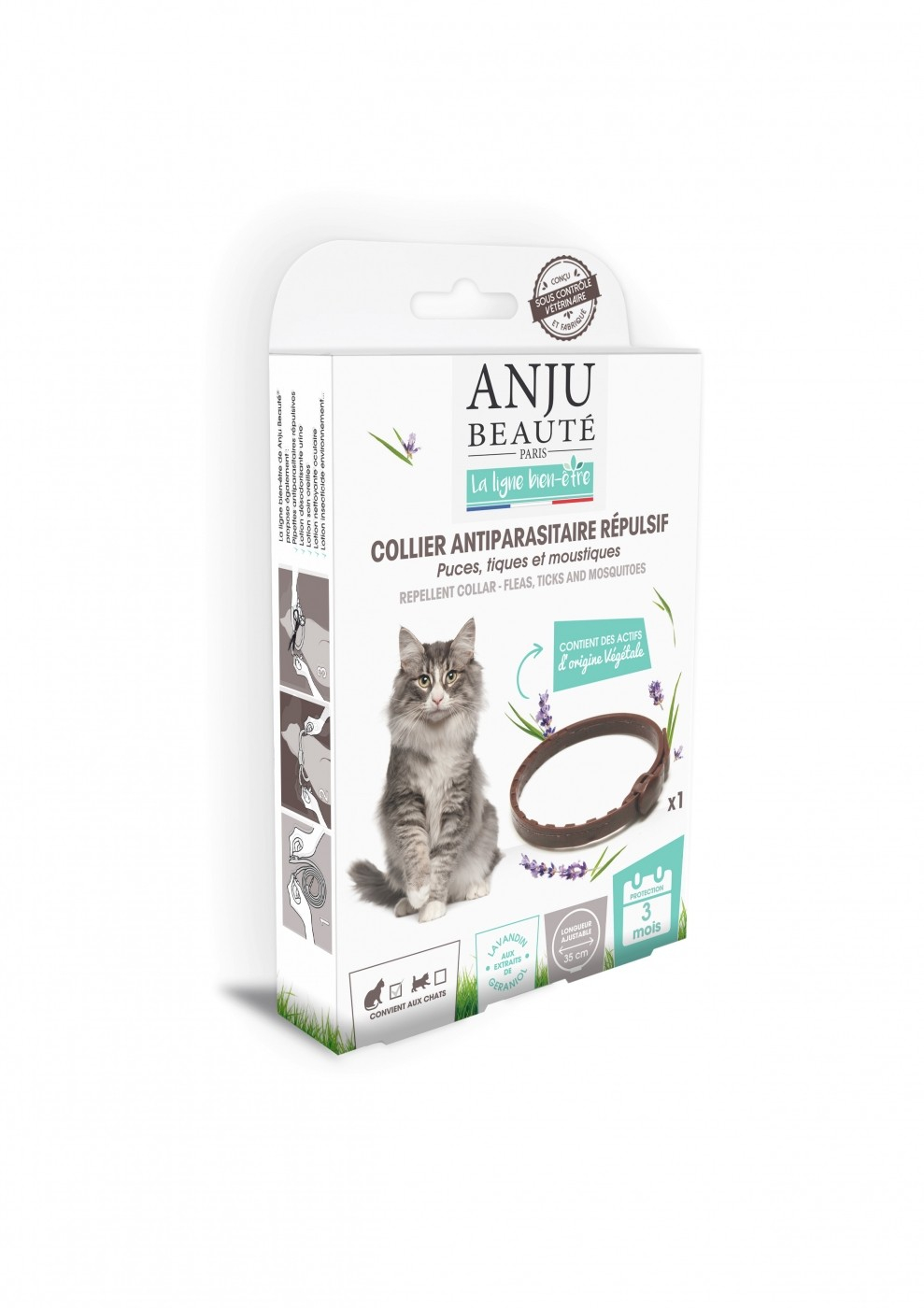 ANJU - Collare antiparassitario repellente per Gatti