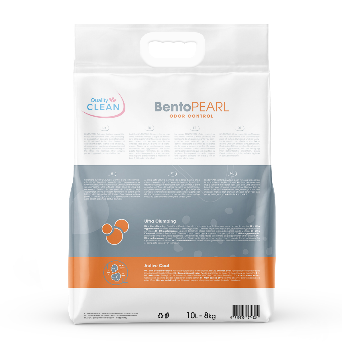 Kattenbakvulling BentoPearl Odor Control Quality Clean, ultra klonterend, 8 kg