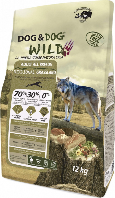 GHEDA Dog&Dog Wild Regional Grassland Senza Cereali per Cani Adulti
