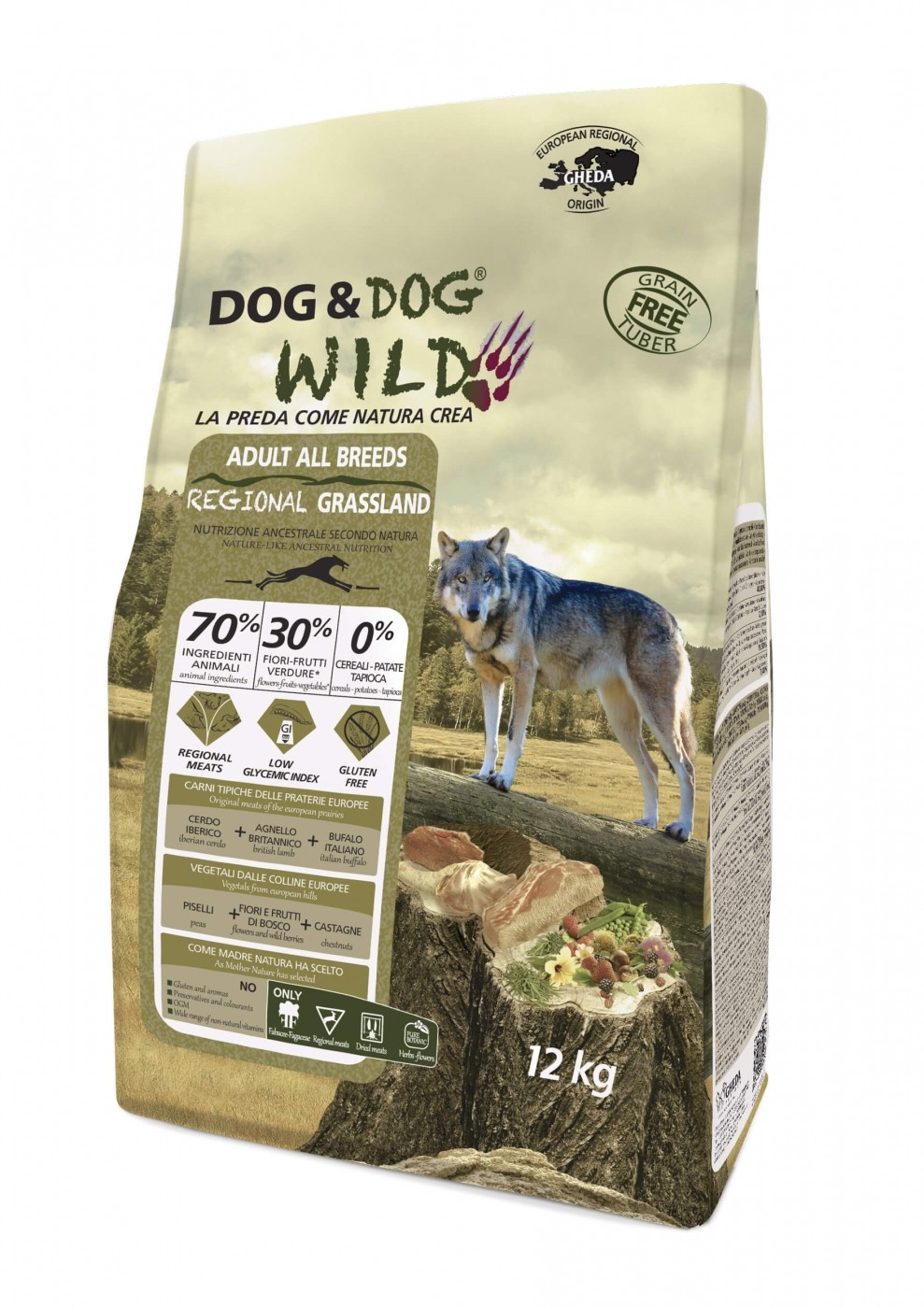 GHEDA Dog & Dog Wildes Regionalgrünland ohne Getreide für erwachsene Hunde