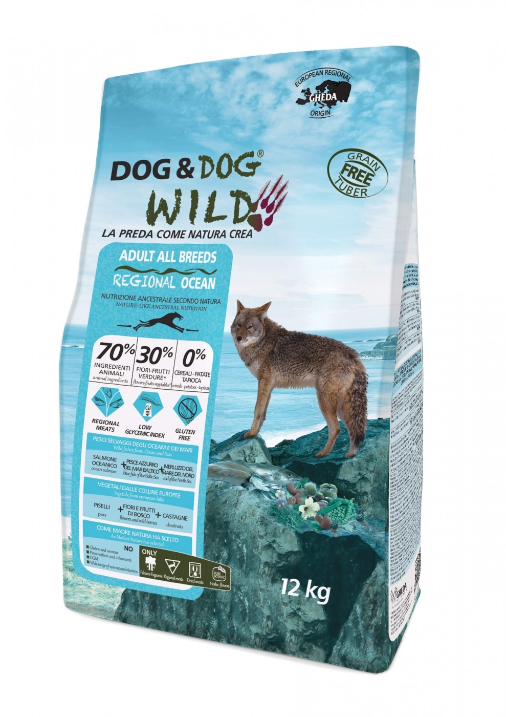 GHEDA Dog&Dog Wild Regional Ocean - Alimento seco sem cereais para cão adulto