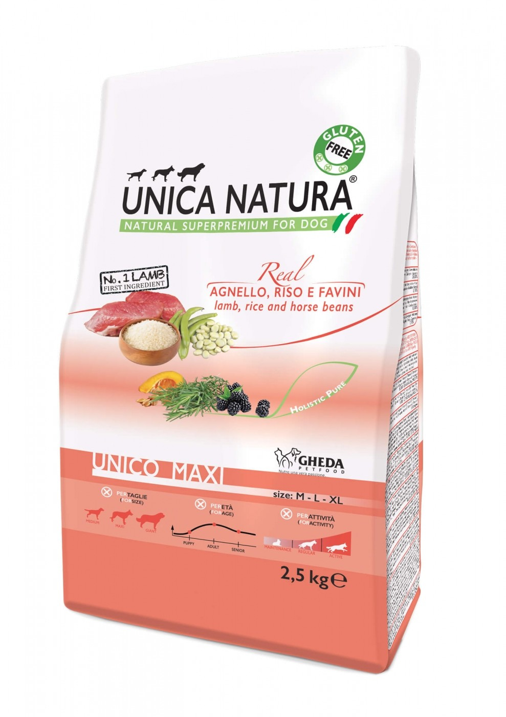 GHEDA Unica Natura Maxi à l'Agneau pour Chien de moyenne et grande taille