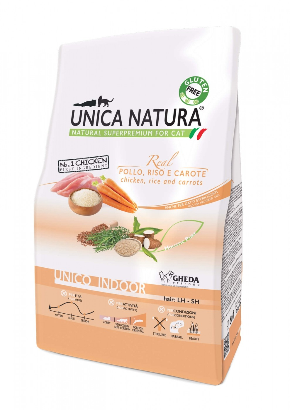 GHEDA Unica Natura Indoor Chicken & Rice für Indoor-Katzen