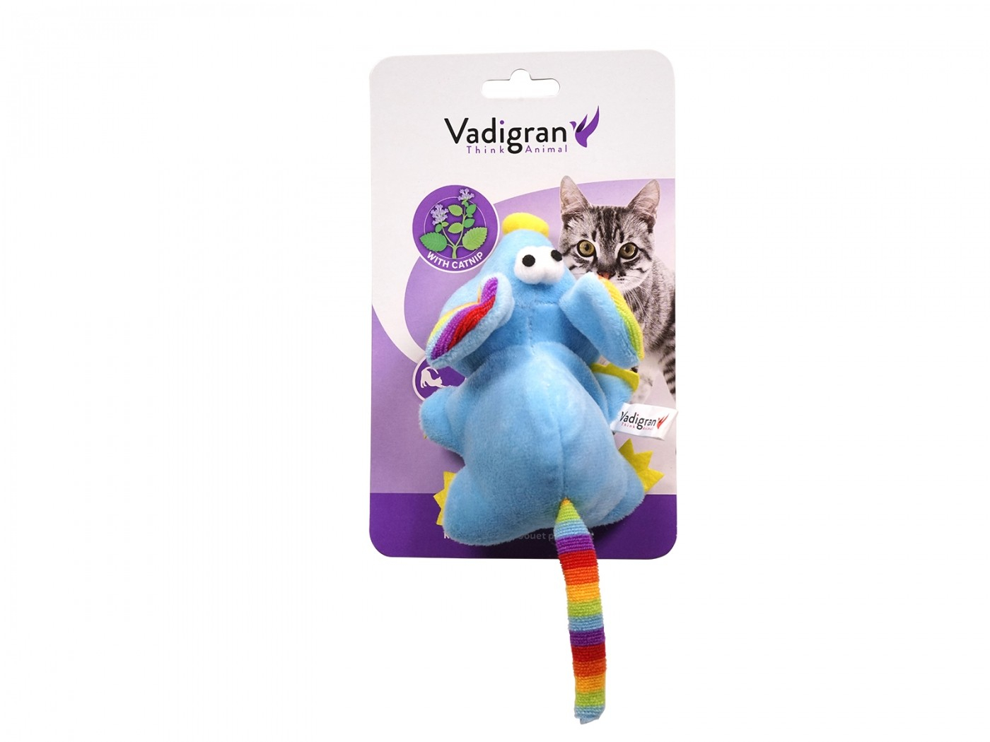 Jouet chat Vadigran peluche souris bleu 14cm