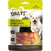 Natuurlijke hondensnack 'wrap' met zoete aardappel met eend Dailys
