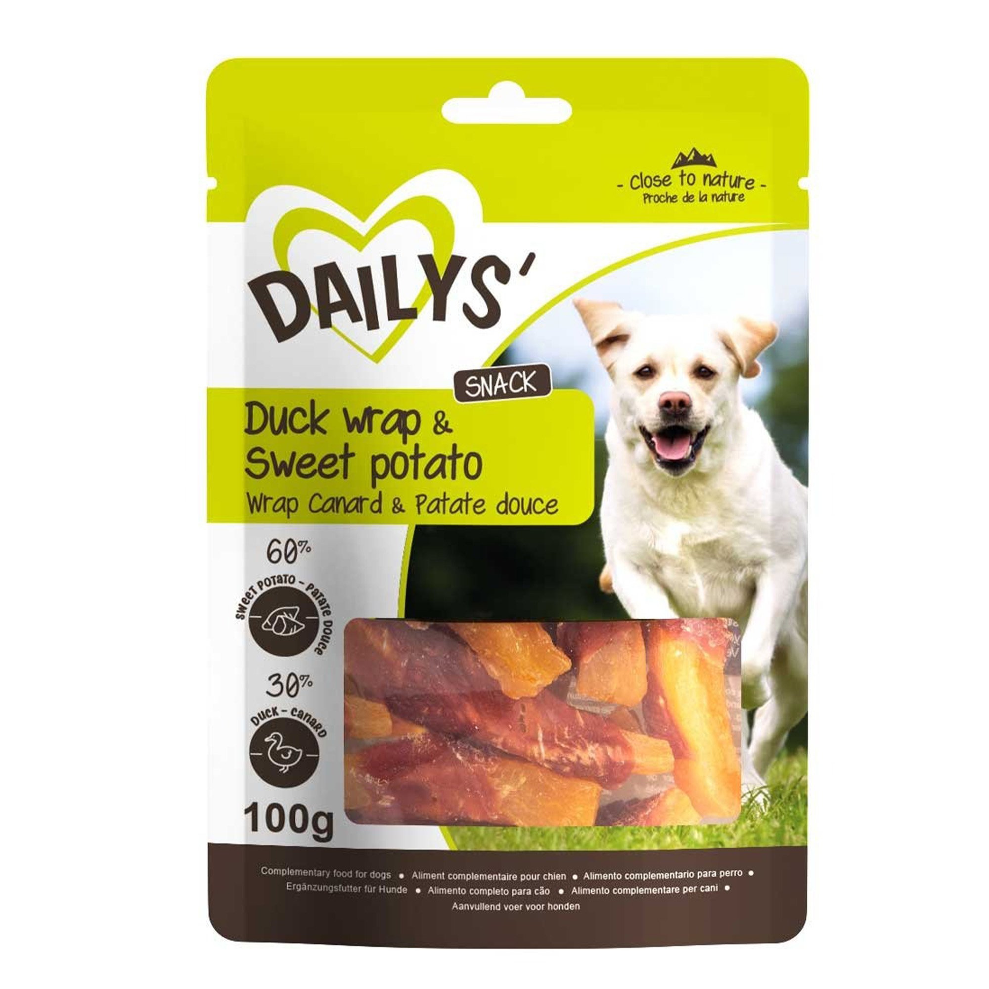 Friandises naturelles pour Chien wrap saveur patate douce canard DAILYS