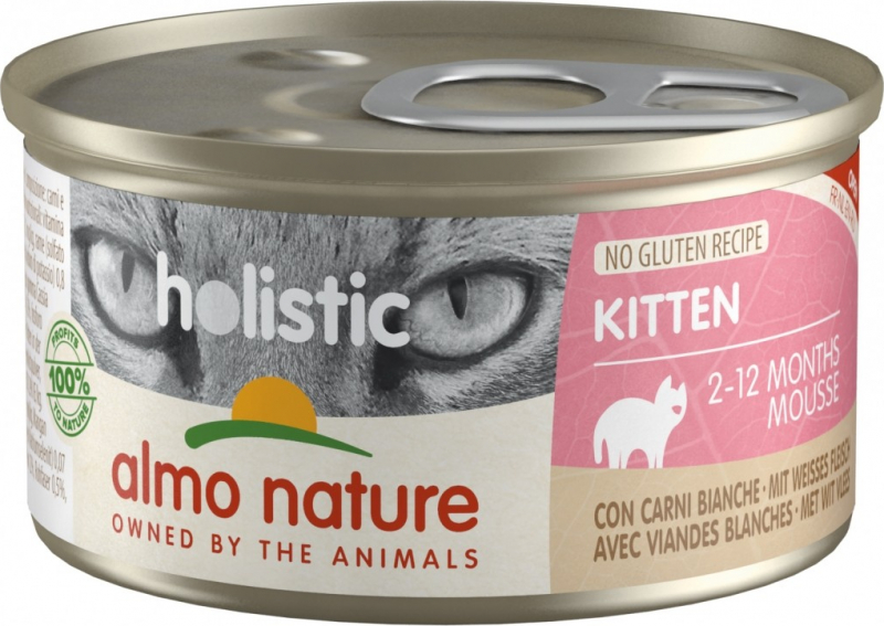 ALMO NATURE Holistic Kitten Mousse para gatitos con carne blanca
