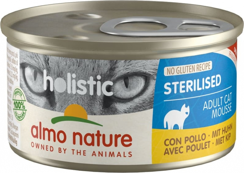 ALMO NATURE Holistic Comida húmeda en mousse para gatos esterilizados