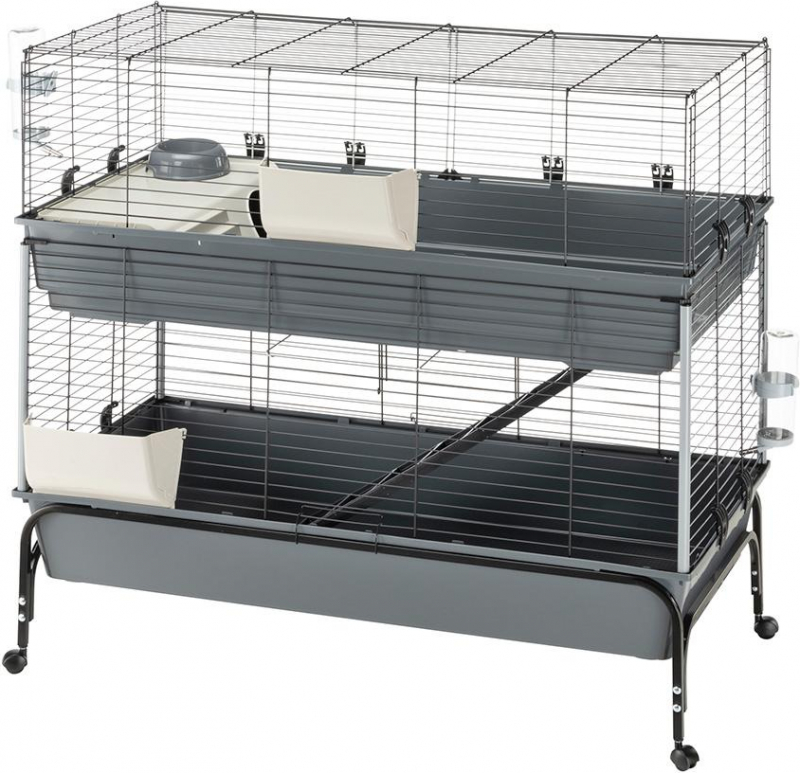 Cage pour lapin - H117 cm - Ferplast Rabbit 120 Double avec Support