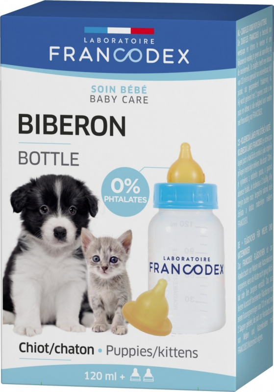 Francodex Biberon + 2 tétines pour chiots et chatons - 120ml