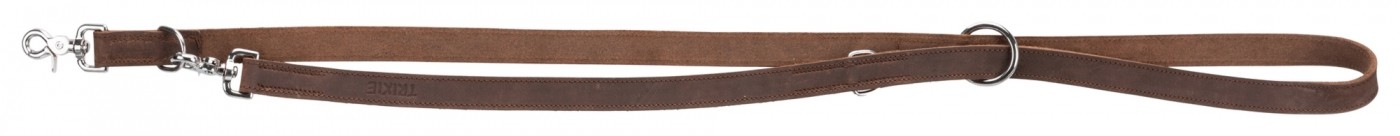 Rustic trela ajustável de couro encerado e envelhecido castanho escuro - M/L e L/XL