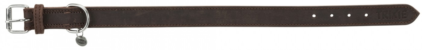 Coleira de couro rústico encerado e envelhecido em castanho escuro - 5 tamanhos disponíveis