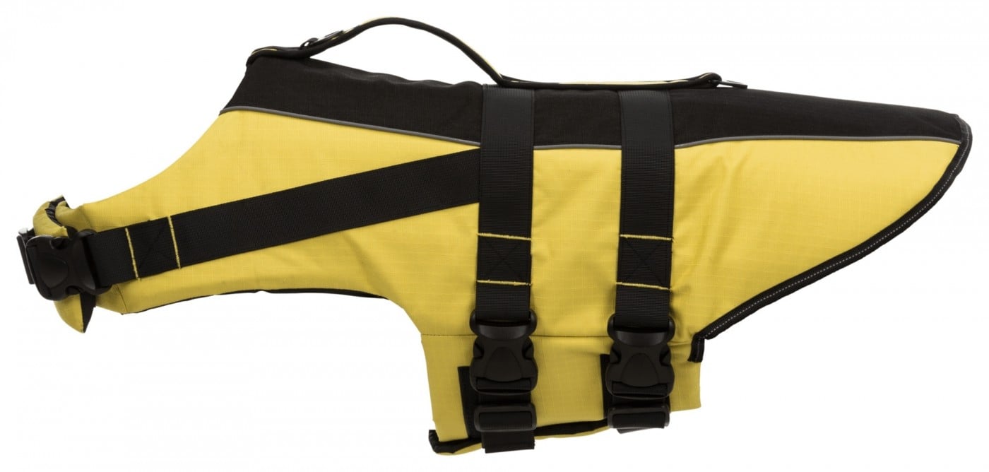 Giubbotto di salvataggio o galleggiante per cani Giallo / Nero disponibile in diverse misure