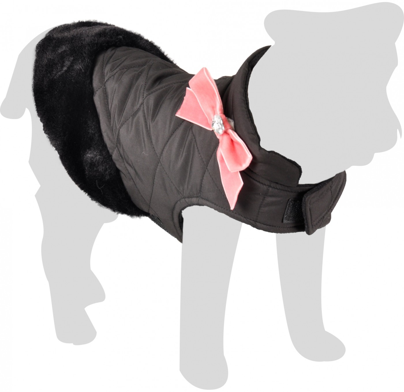 Manteau pour chien noir et rose Lolita Flamingo 