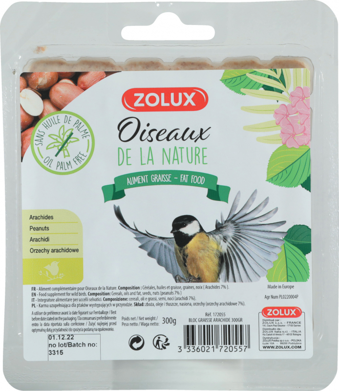 Zolux Vetblok voor tuinvogels 300g - 5 smaken