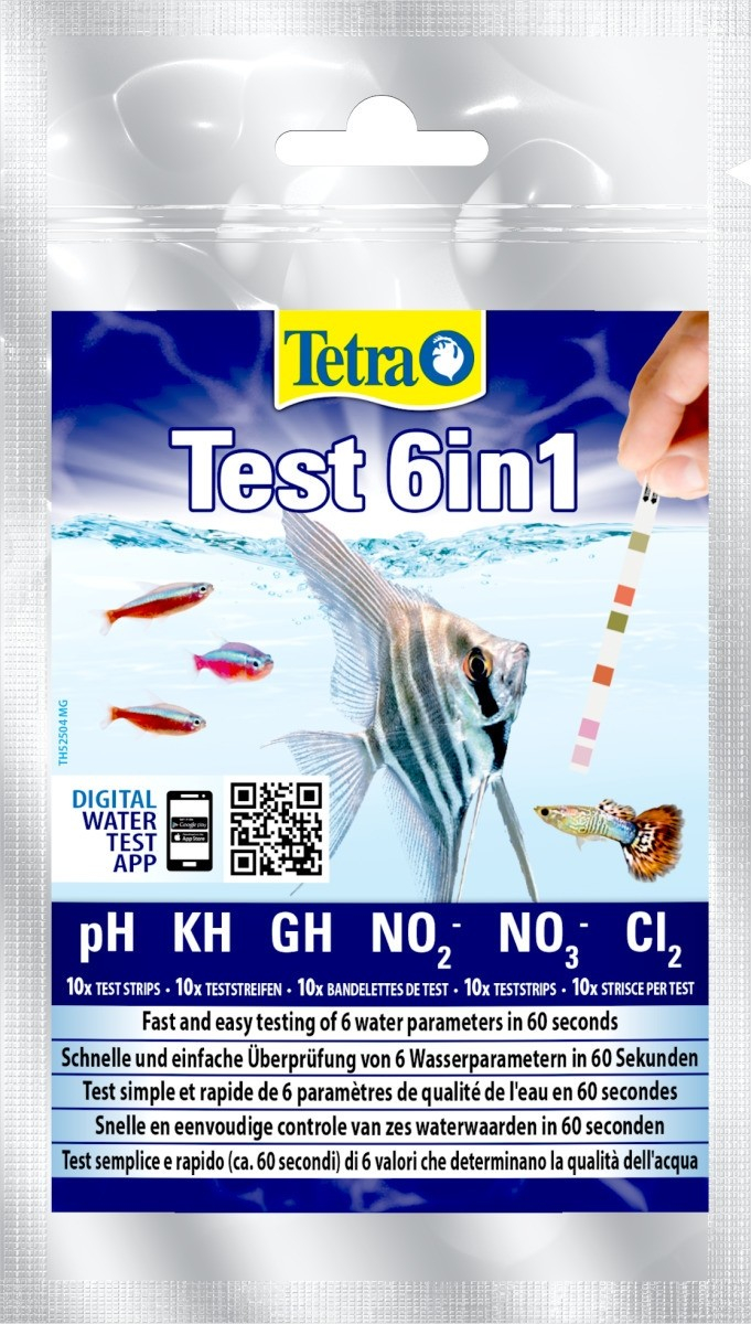 Tetra test 6 en 1 parámetros del agua - 10 tiras